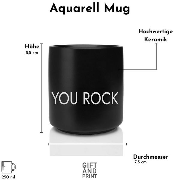 Giftandprint Tasse Schwarz You Rock Tasse Schlicht Valentinstaggeschenk für die Liebste, Mikrowellengeeignet, Spülmaschinengeeignet, Mit Geschenkbox