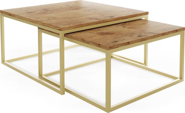 WFL GROUP Couchtisch Vella Gold, Rechteckige Satztische 2 in 1 mit Metallgestell Bild 5