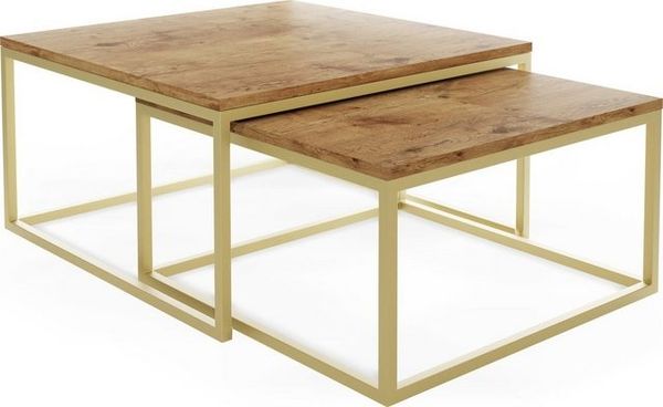 WFL GROUP Couchtisch Vella Gold, Rechteckige Satztische 2 in 1 mit Metallgestell Bild 4