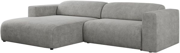 Ecksofa PASADENA, freistehendes Ecksofa, breite Armlehnen, Federsitz - links - Hellgrau Stoff Bild 4