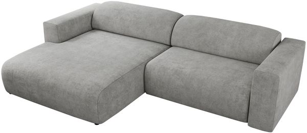Ecksofa PASADENA, freistehendes Ecksofa, breite Armlehnen, Federsitz - links - Hellgrau Stoff Bild 6