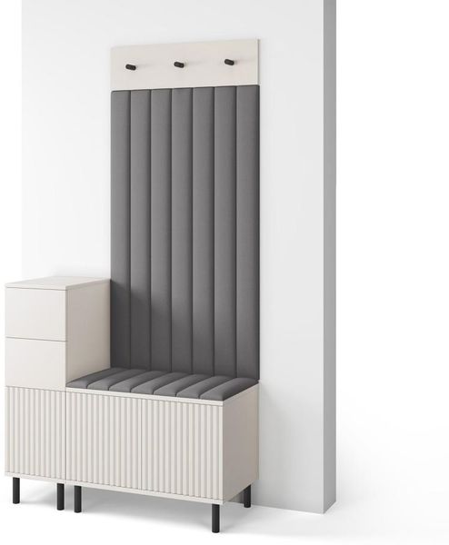 Garderoben-Set Ritmo version 9 mit Schuhregal und Polsterplatten, Ideal für Flur und Eingangsbereich (Cashmere, Trinity 15), 195 x 40 x 100 cm