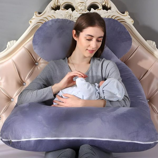 Norvéa Home Stillkissen Schwangerschaftskissen mit abnehmbarenm Bezug, Seitenschläferkissen XL, ergonomisch geformt & multifunktional, abnehmbarer Bezug, waschbar Bild 2