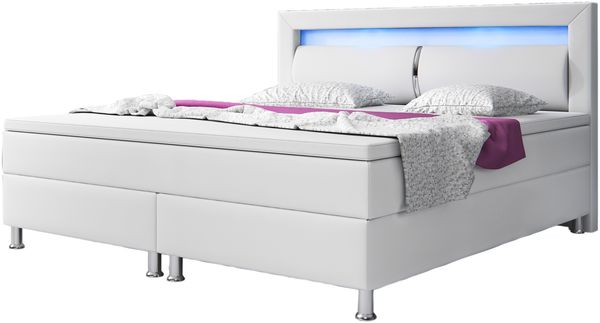 Boxspringbett Milano 180x200 cm Kunstleder Weiß