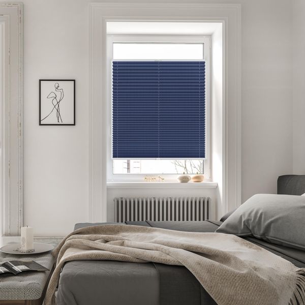 Lichtblick Sonnenschutzsysteme GmbH Verdunklungsplissee Helsingborg 40 cm x 100 cm (BxL) Blau Verdunkelnd mit Thermofunktion; einfache Installation mit Klemmträgern; verspannt