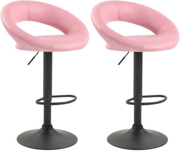CLP 2er Set Barhocker Olinda Kunstleder höhenverstellbar und drehbar,pink schwarz