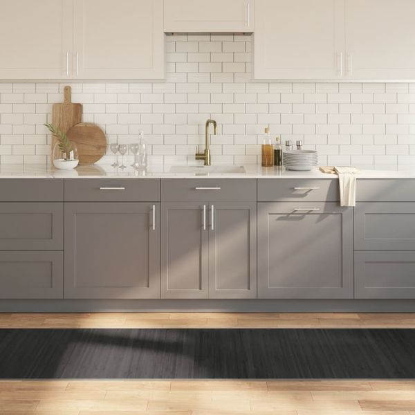 vidaXL Teppich Rechteckig Grau 70x300 cm Bambus 376880
