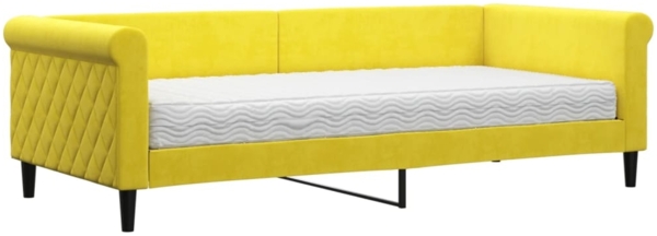 vidaXL Tagesbett mit Matratze Gelb 90x200 cm Samt 3197752