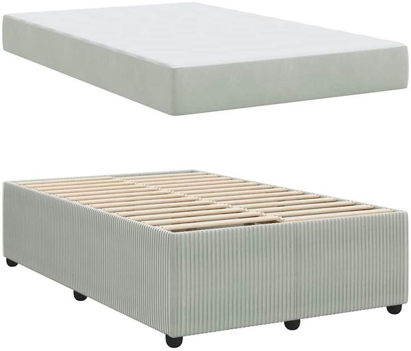 vidaXL Bettrahmen mit Matratze Hellgrau 120 x 200 cm Stoff 3398386 Bild 4
