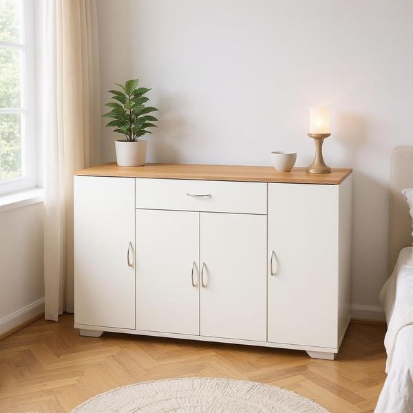 FurnitureR Weißer Kleiderschrank, Modernes Design, MDF-Material, Praktische Aufbewahrungslösung, Kompakte Größe für kleine Räume