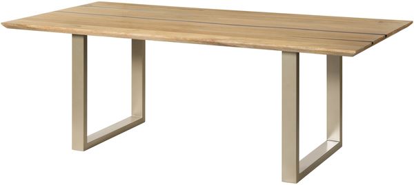 Esstisch Mango 200x100x76 natur lackiert / Epoxid schwarz, U-Beine silber matt EPOXY