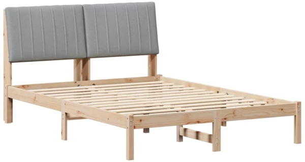 vidaXL Bettrahmen Hellgrau 140 x 190 cm Massives Kiefernholz 878894
