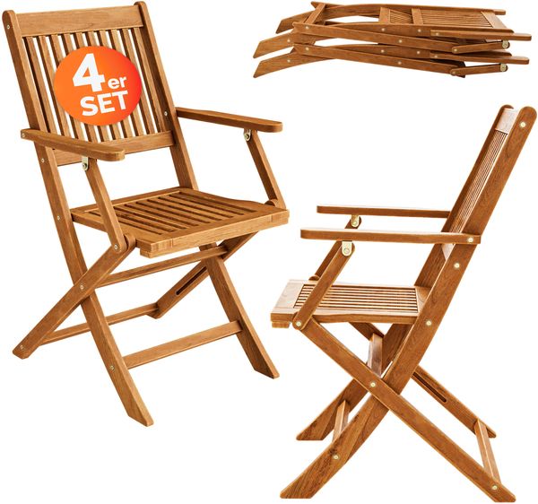 Casaria 4er Set Gartenstuhl Sydney FSC®-zertifiziertes Akazienholz