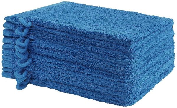 NatureMark Waschhandschuh Waschhandschuhe 500 gsm (10er-Set), 100% Baumwolle (10-St), Premium Frottier Waschhandschuhe, 15x21cm, Royal blau