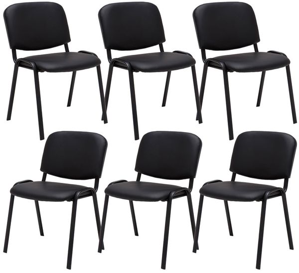 6er Set Besucherstuhl Ken Kunstleder, schwarz