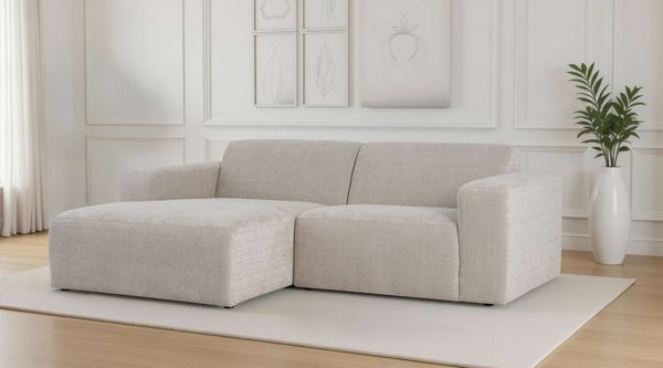 OTTO home Ecksofa Koa, 228 cm, L-Form, Modulsofa in Cord, Chenille, Struktur, Webstoff, Designsofa, weicher Lounge-Sitzkomfort, Welleunterfederung, bodentief