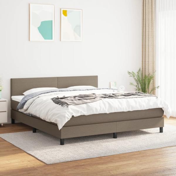 vidaXL Boxspringbett mit Matratze Taupe 180x200 cm Stoff 3139917