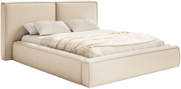 Selsey 'Tilves' Polsterbett 180x200 mit Bettkasten, Lattenrost, Chenille, hellbeige