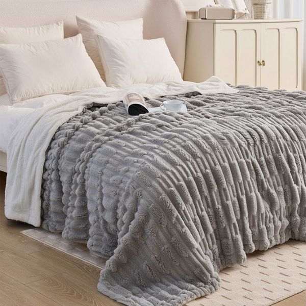 Wohndecke MT09, KEAYOO, Sherpa Fleece Warm Decke Kuscheldecken für Bett, Sofa und Couch