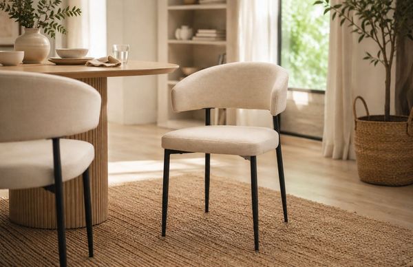 ACTONA GROUP Esszimmerstuhl Edina Stuhl, Wohnzimmerstuhl, Stoff, schwarze Stahlbeine, 2er-Set