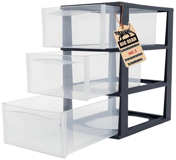 BigDean Schubladenbox A4 Schreibtisch Organizer Transparent mit extra hohen Schubladen, (Box-Set, 1-St, Schubladenbox), Stapelbare Konstruktion, transparente Sichtfenster, leichtgängig