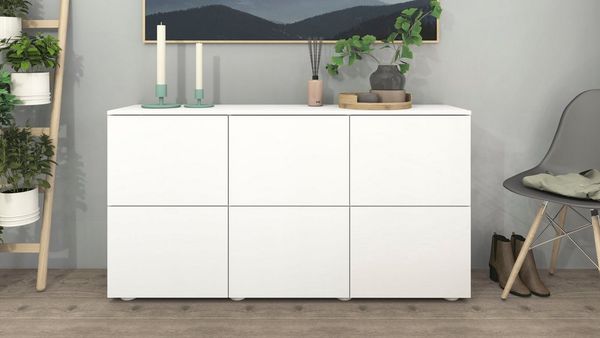 borchardt Möbel Sideboard Rova, Kommode Breite 139 cm, Praktische Push-to-open-Funktion, 6 Türen und 3 verstellbare Böden