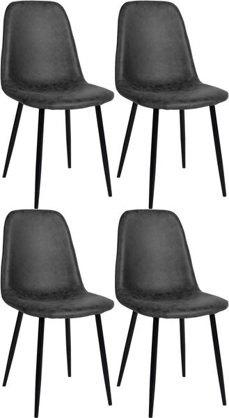 Esszimmerstühle 4er Set MOVI - Schwarz Kunstleder, Metall 88x44x51cm Strapazierfähiger & pflegeleichter Bezug Esszimmerstuhl Stuhl Esszimmer Küchenstühle Wohnzimmerstühle