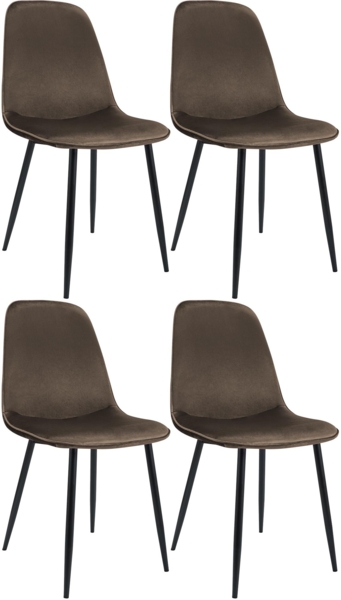 CLP 4er Set Esszimmerstuhl Maryam gepolstert mit Rückenlehne,braun Samt
