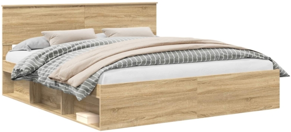 vidaXL Bettrahmen mit Kopfteil Sonoma 180x200 cm Holzwerkstoff 3407843 Bild 1
