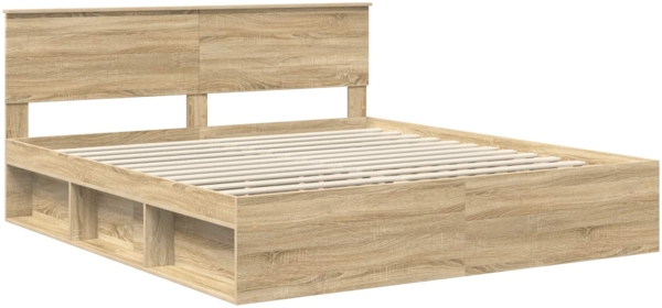 vidaXL Bettrahmen mit Kopfteil Sonoma 180x200 cm Holzwerkstoff 3407843 Bild 3