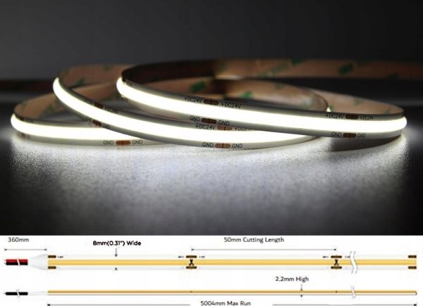 Tasma LED MW Lighting TASMA LED LED-COB-24V/8W-CW/5M – 6500K