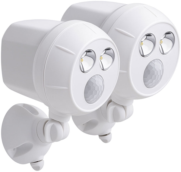 2er Set Außenstrahler, Bewegungsmelder, weiß, Batterie, H 10 cm
