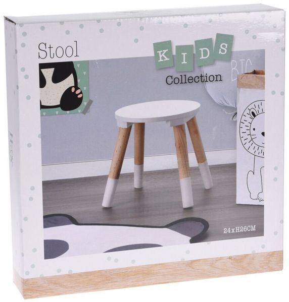 Spetebo Kinderhocker Kinder Hocker weiß / natur - 24 x 26 cm (Stück, 1 St, Hocker), Kids Collection
