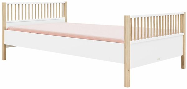 Bopita Mika Doppelbett Weiß / Eiche 120 x 200 cm W - Material: MDF / Eiche - Babypark. de