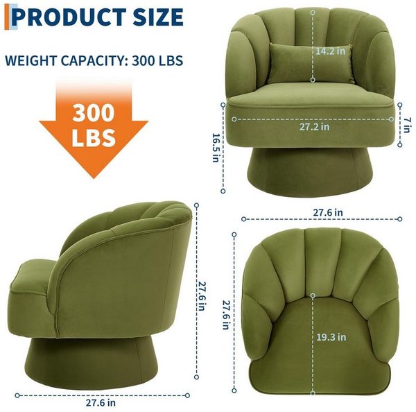 GarveeMore Drehsessel 360-Grad-Sessel mit Samtpolsterung,bequemer runder Loungesessel, gestreifter Rückenlehne und Samtpolsterung,für Wohnzimmer,Schlafzimmer