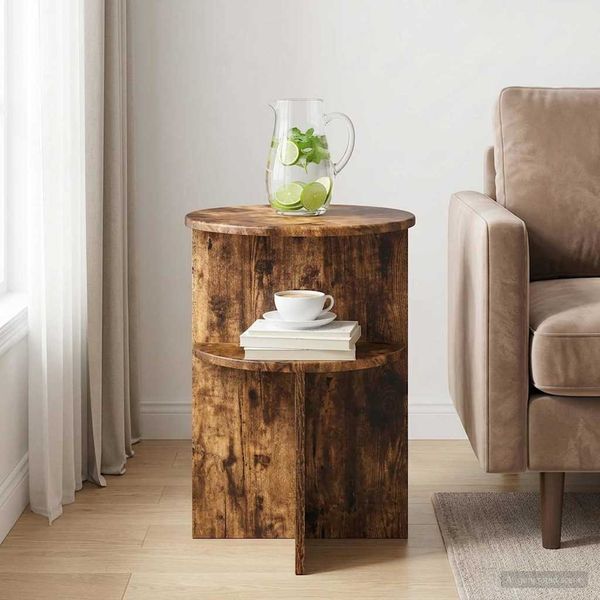 vidaXL Beistelltisch Geräucherte Eiche Ø 39,5 x 55 cm Holzwerkstoff 8001024