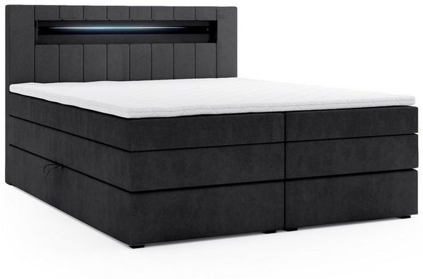 M-Punkt24 Boxspringbett Kuba King (mit Visco Topper Bett Bettkasten Taschenfederkern), inkl. Bettkasten und Topper
