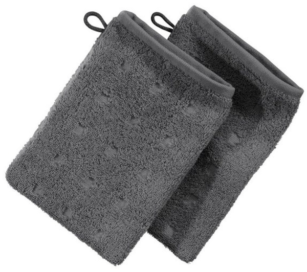 Möve Waschhandschuh Waschhandschuh 2er-Pack "Quadretti", Frottier (2-St), Walk-Frottier Uni Bild 2