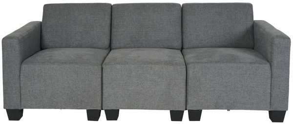 Modular 3-Sitzer Sofa Couch Lyon, Stoff/Textil ~ grau Bild 4