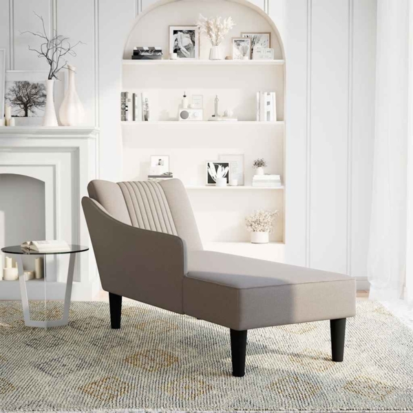vidaXL Chaiselongue mit Rechter Armlehne Taupe Stoff 4009803