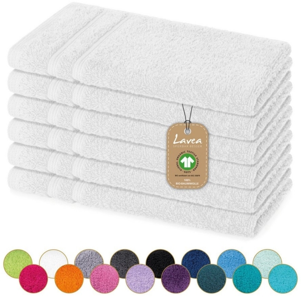 Lavea Gästehandtuch Bali, 30x50cm aus 100% Bio-Baumwolle, einzigartig weiche Gästetücher mit Aufhänger (Set, 6-St), hochwertiges und nachhaltiges Premium Gästetuch – saugstarke Faser