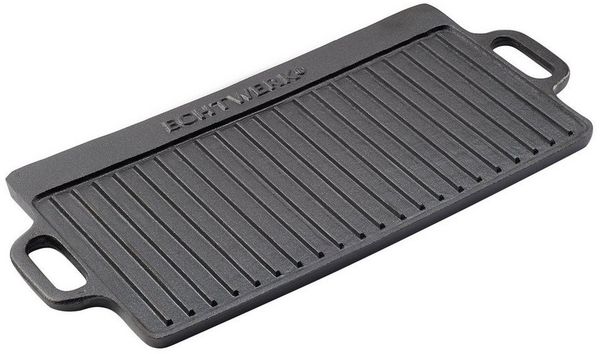 ECHTWERK Grillplatte Big, Grillpfanne aus Gusseisen, Emaille-Beschichtung, 50,5x23 cm