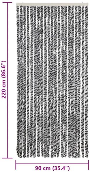 vidaXL Fliegenvorhang Grau, Schwarz und Weiß 90x220 cm Chenille 377335 Bild 7