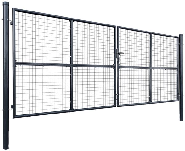 vidaXL Maschen-Gartentor verzinkter Stahl 400 x 150 cm Grau 143377 Bild 2