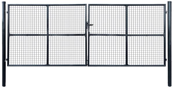 vidaXL Maschen-Gartentor verzinkter Stahl 400 x 150 cm Grau 143377