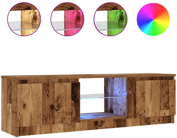 vidaXL TV-Schrank mit LED-Leuchten Altholz-Optik 120x30x36 cm 856347