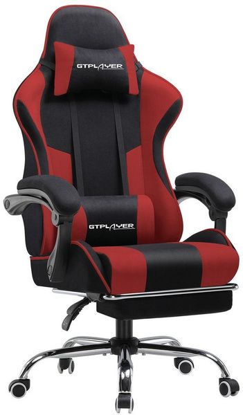 GTPLAYER Gaming-Stuhl Bürostuhl mit Massagefunktion, Fußstütze, Kopfstütze (Packung), Ergonomischer Gamer Stuhl Maximale Belastung 150 kg, 360° drehbar