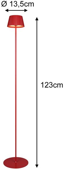 Kabellose Akku Stehlampe SUAREZ dimmbar für Innen & Außen, Rot - 123cm klein Bild 4