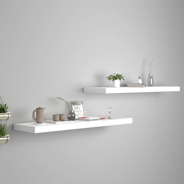 vidaXL Schweberegale 2 Stk. Weiß 90x23,5x3,8 cm MDF 323818