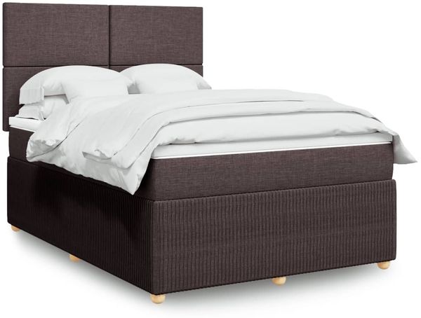 vidaXL Boxspringbett mit Matratze Dunkelbraun 140x190 cm Stoff 3294347